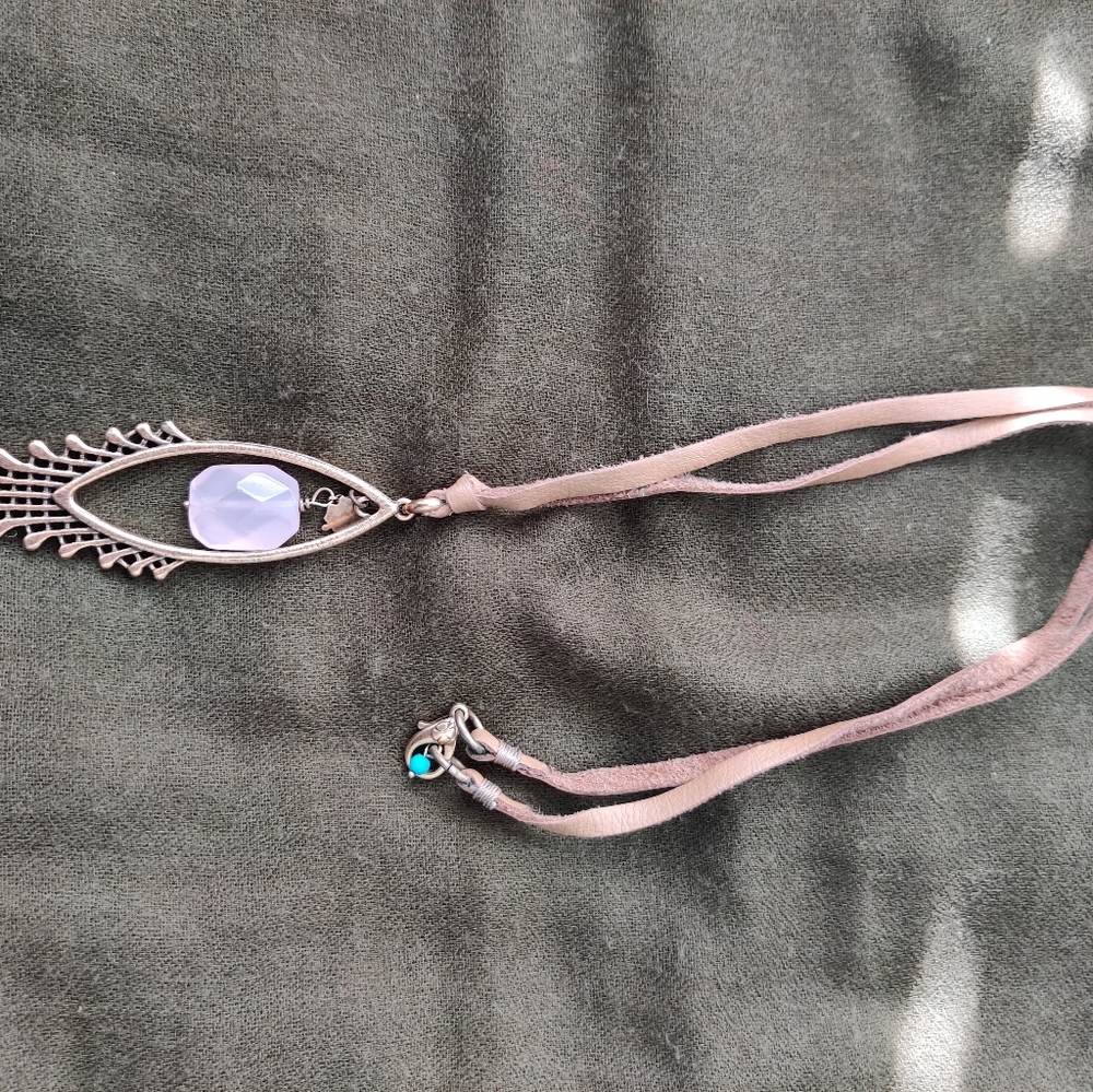 Lucky brand feather long necklace